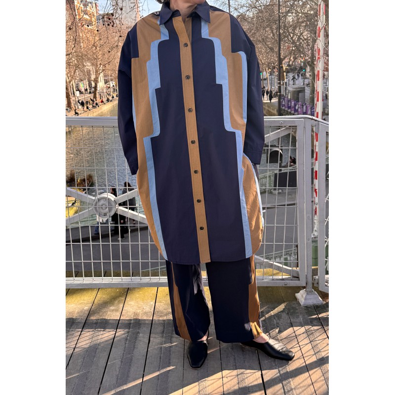 Robe manches longues en coton - marine / Mapoésie