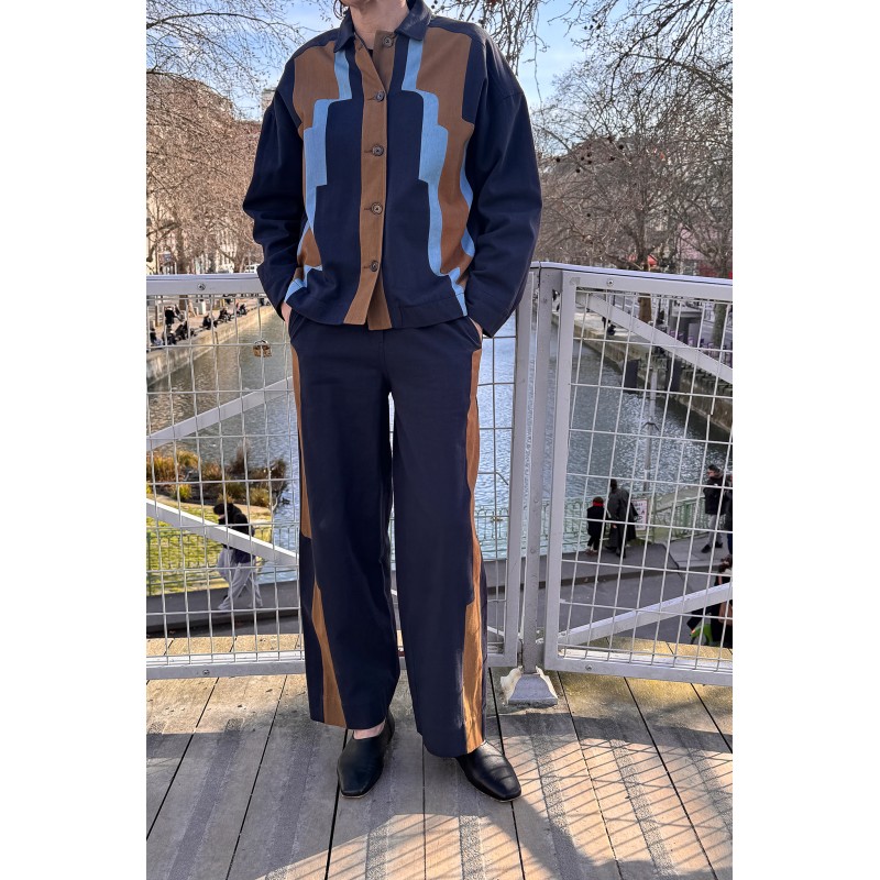 Veste en coton - coupe droite - marine/ Mapoésie