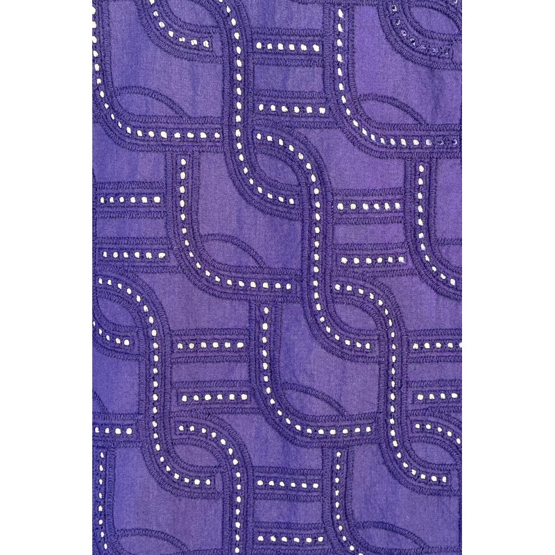 Robe en coton brodé - mi-longue - marine / Mapoésie