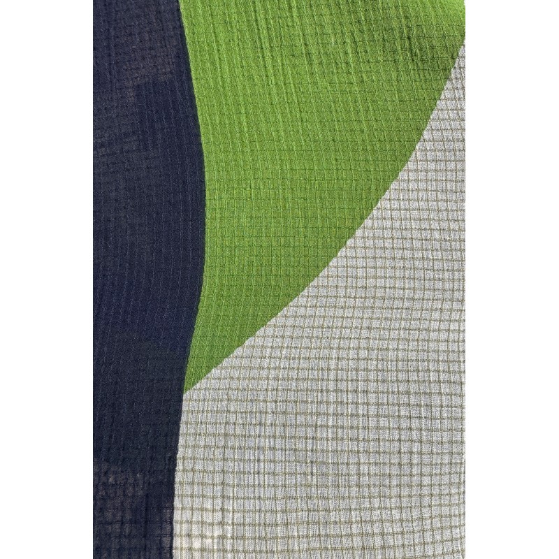 Foulard en coton Graphique Liane bleu vert/Mapoésie
