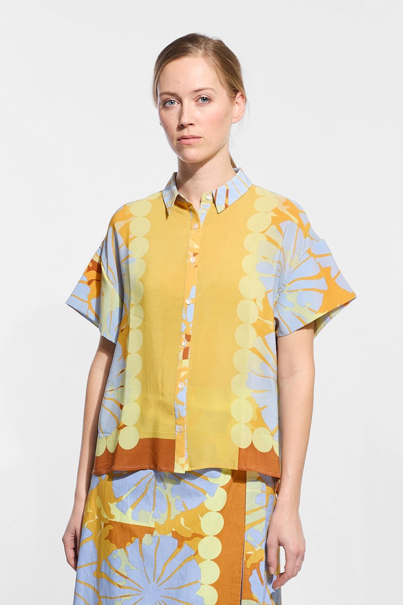 Chemise manches courtes en soie - jaune/ Mapoésie